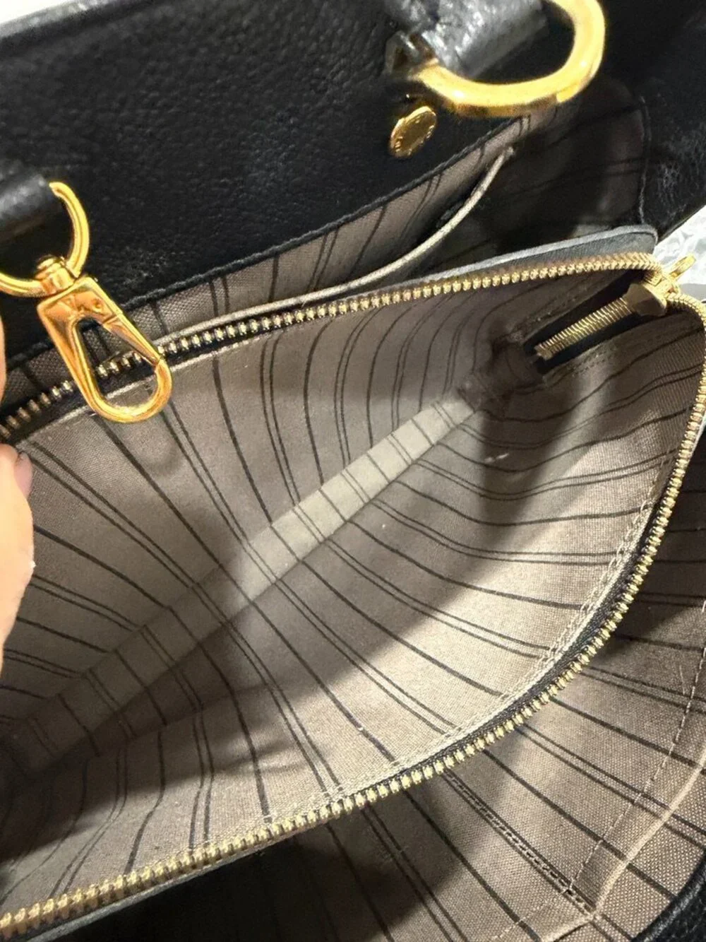 Louis Vuitton Montaigne MM Handbag Black Empreinte (JB1486)